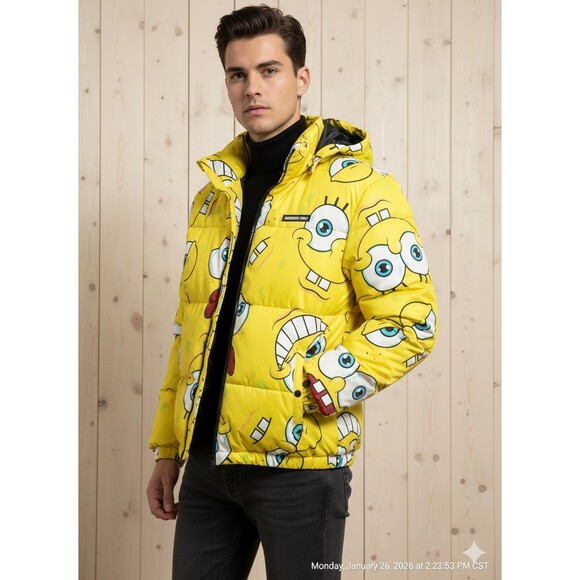 Members Only Other - Members Only x Nickelodeon SpongeBob Puffer Jacket  Full Zip Mens medium new D25